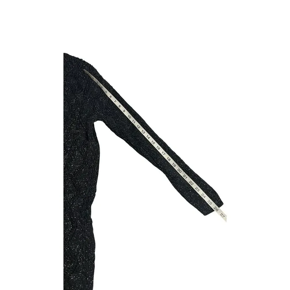 Whimsigoth Free People New Romantics Black Metallic Bang Bang Long Cardigan Sz M